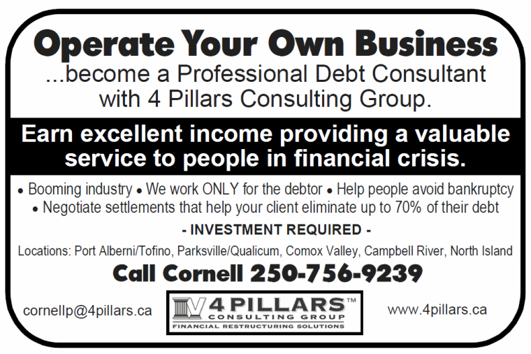Operate Your Own Business, become a professional debt consultant with 4 Pillars Consulting Group.  Investment Required.